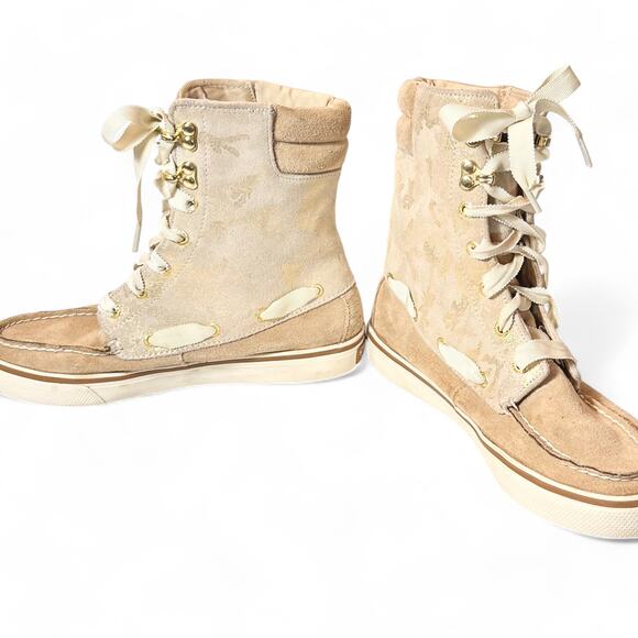 Sperry Top-Sider‎ Acklins Y2K Womens 6 Gold Camo Leather Lace-up High Top Boots - Picture 6 of 11